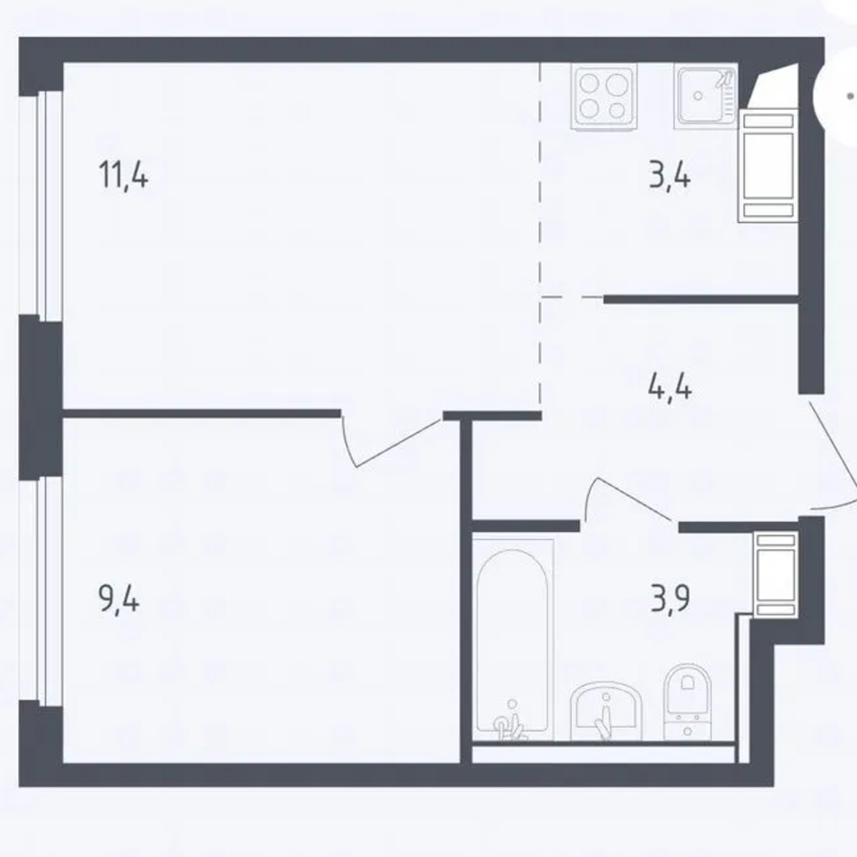 2-к. квартира, 32,5 м², 4/17 эт.
