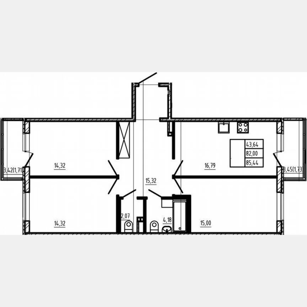 4-к. квартира, 82 м², 4/4 эт.