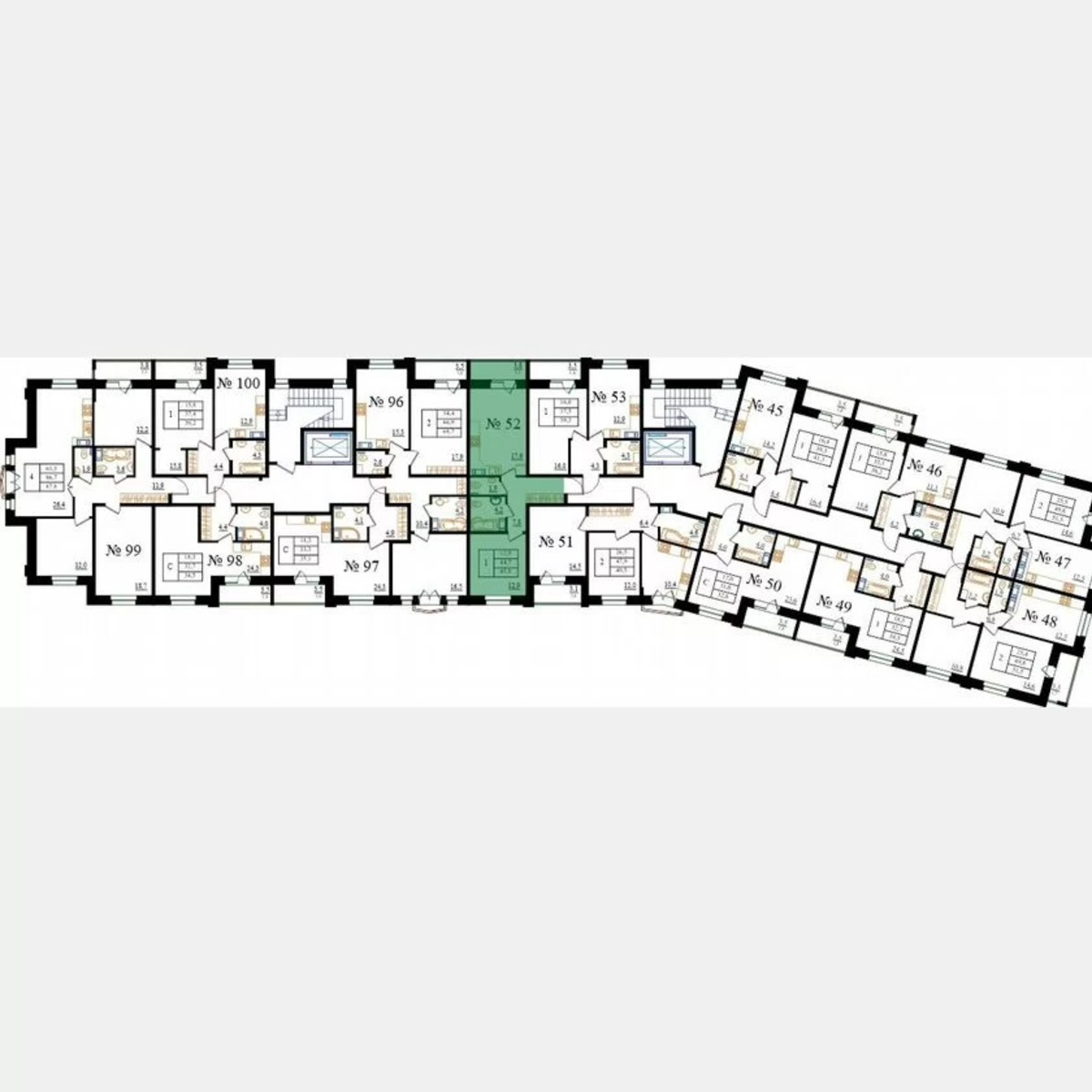 1-к. квартира, 45,8 м², 6/8 эт.