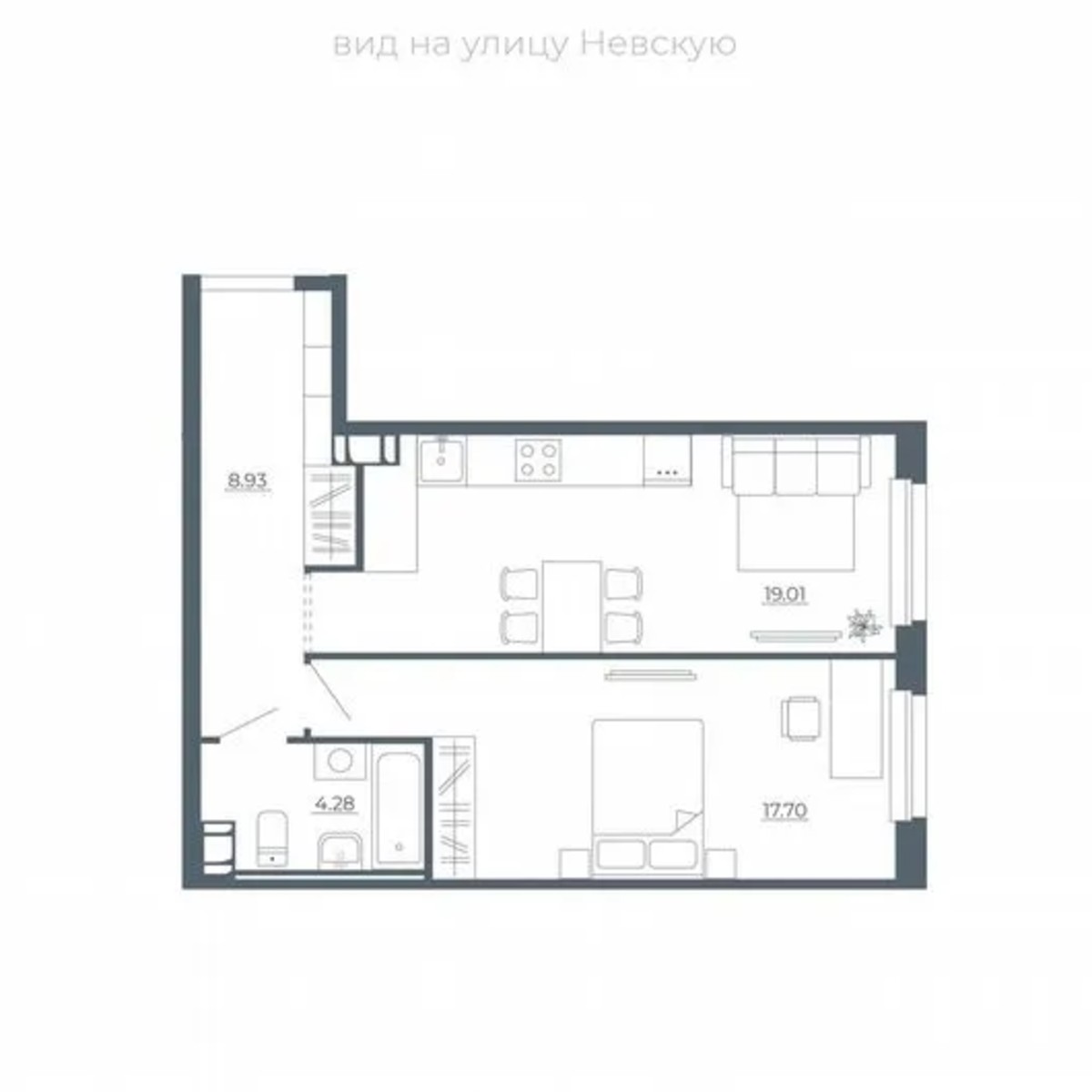 1-к. квартира, 49,2 м², 1/5 эт.