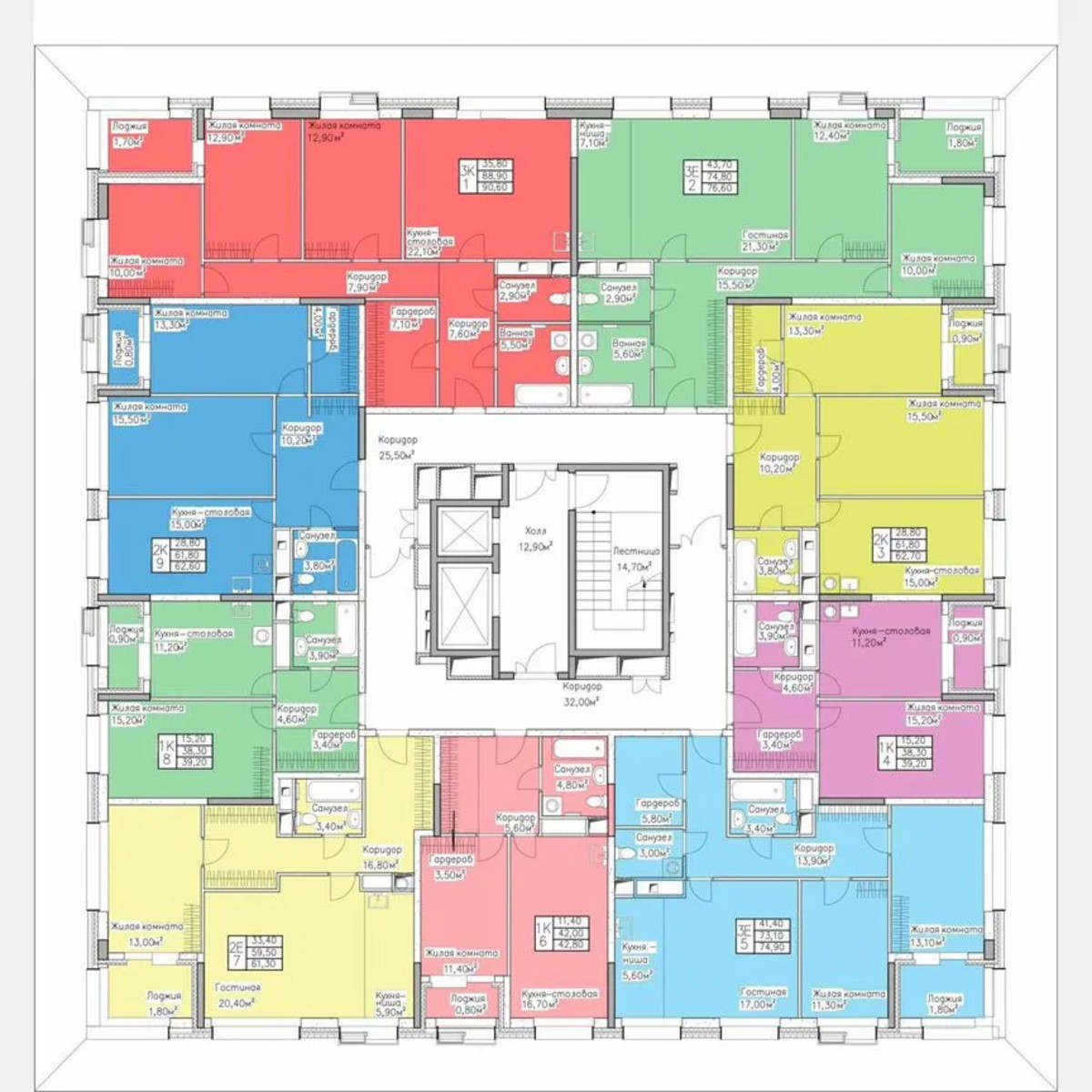 1-к. квартира, 42 м², 14/17 эт.