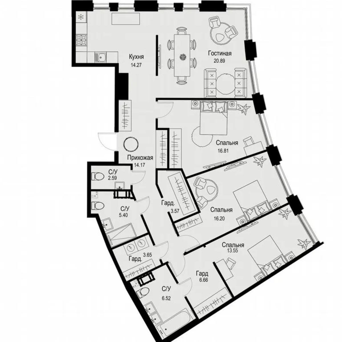 4-к. квартира, 124,3 м², 5/6 эт.