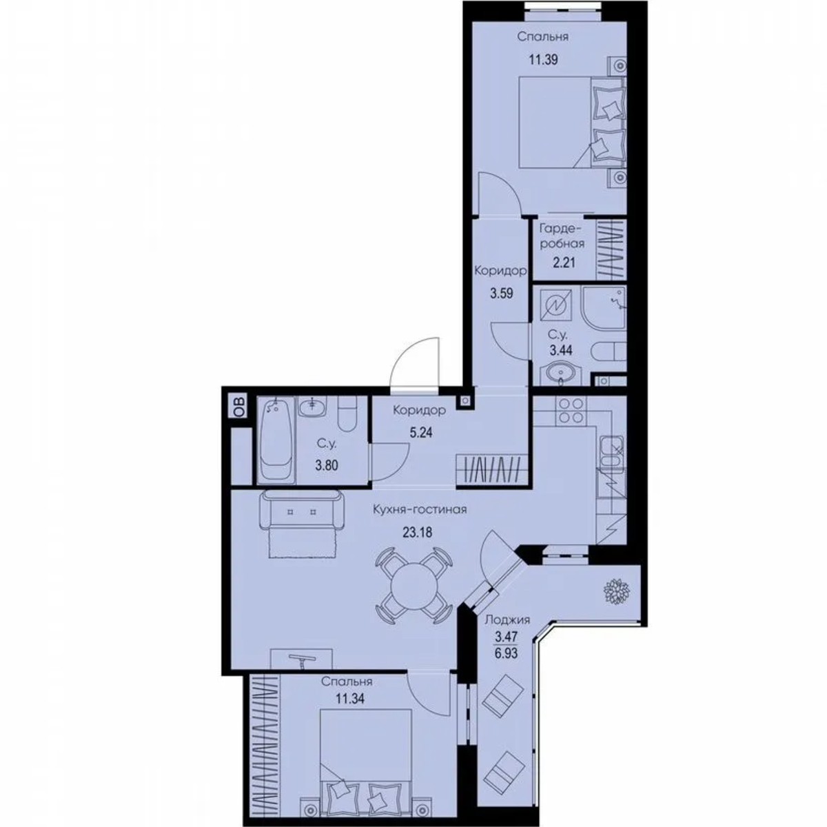 2-к. квартира, 67,7 м², 2/9 эт.