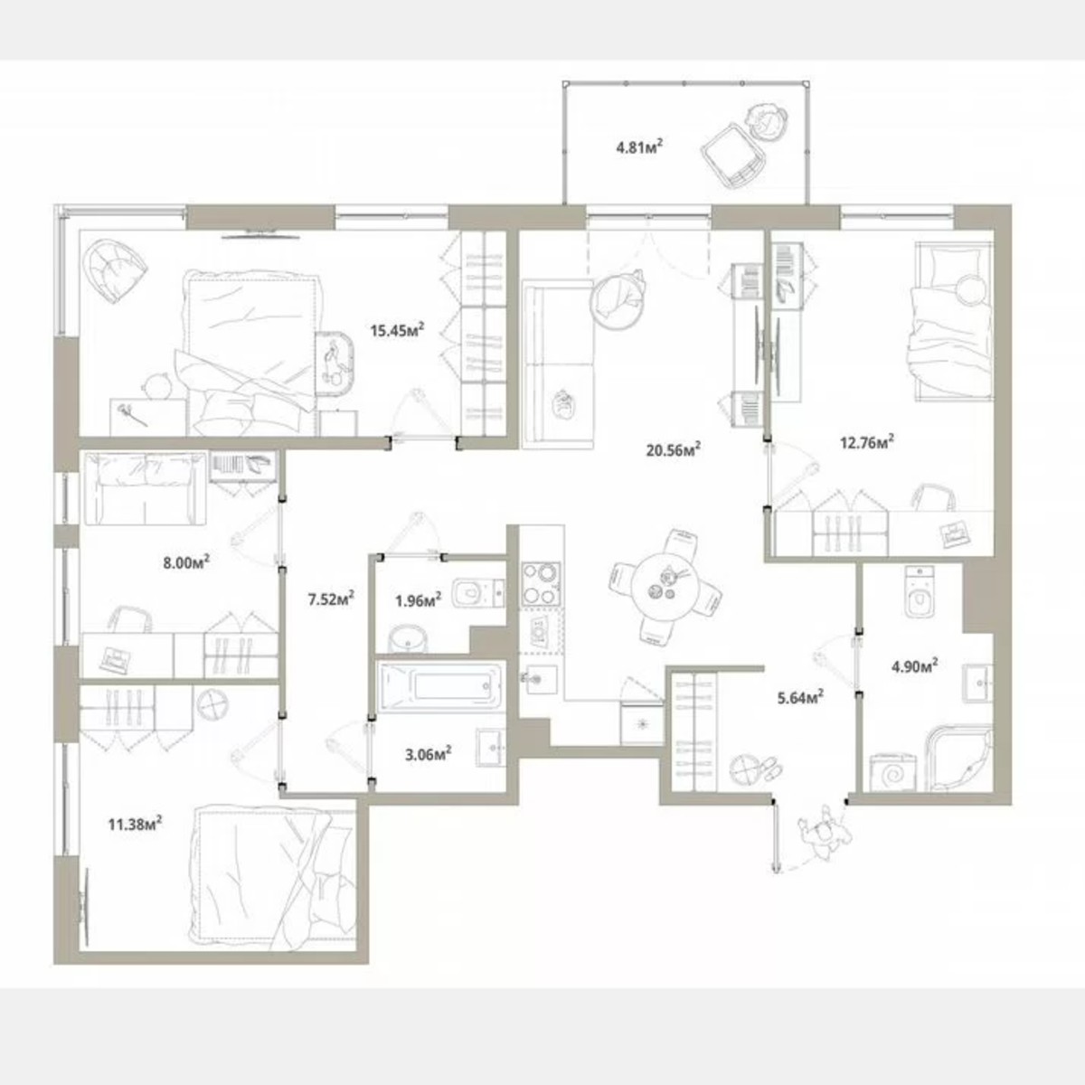4-к. квартира, 92,7 м², 10/12 эт.
