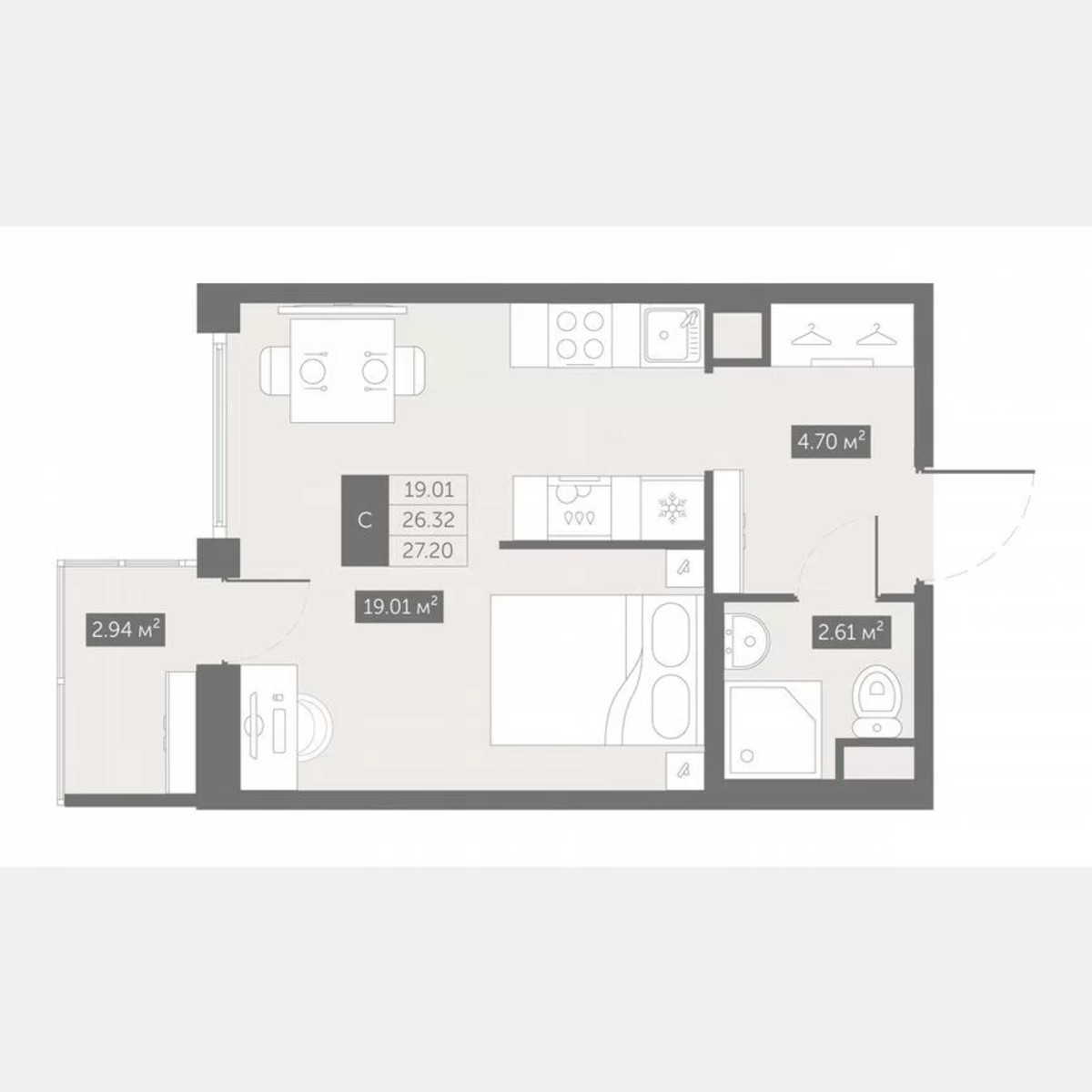 Квартира-студия, 27,2 м², 2/10 эт.