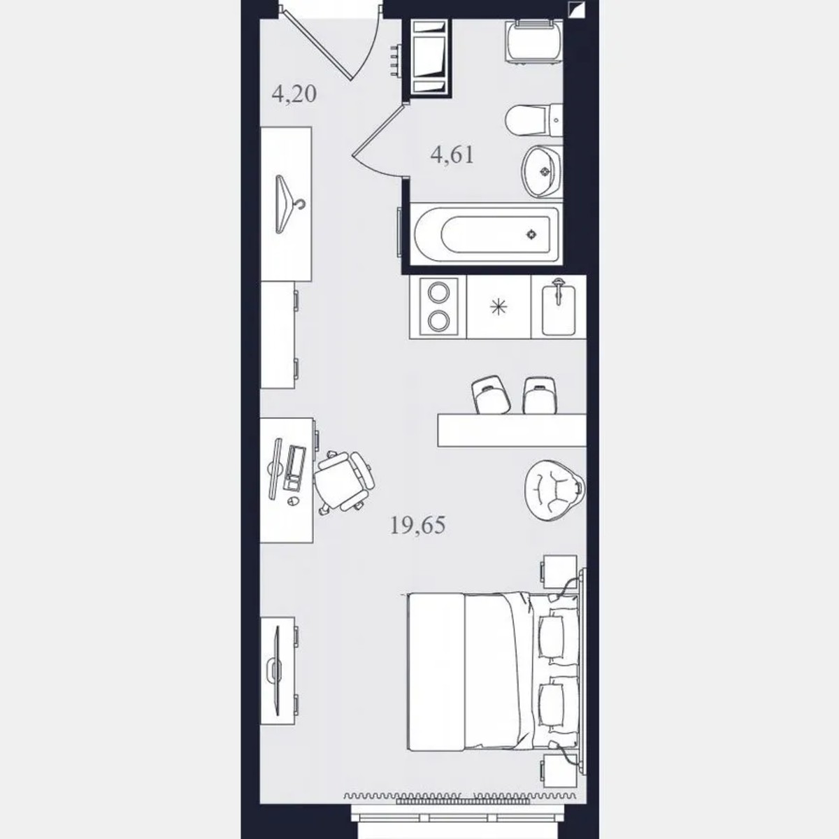 Апартаменты-студия, 28,5 м², 8/24 эт.