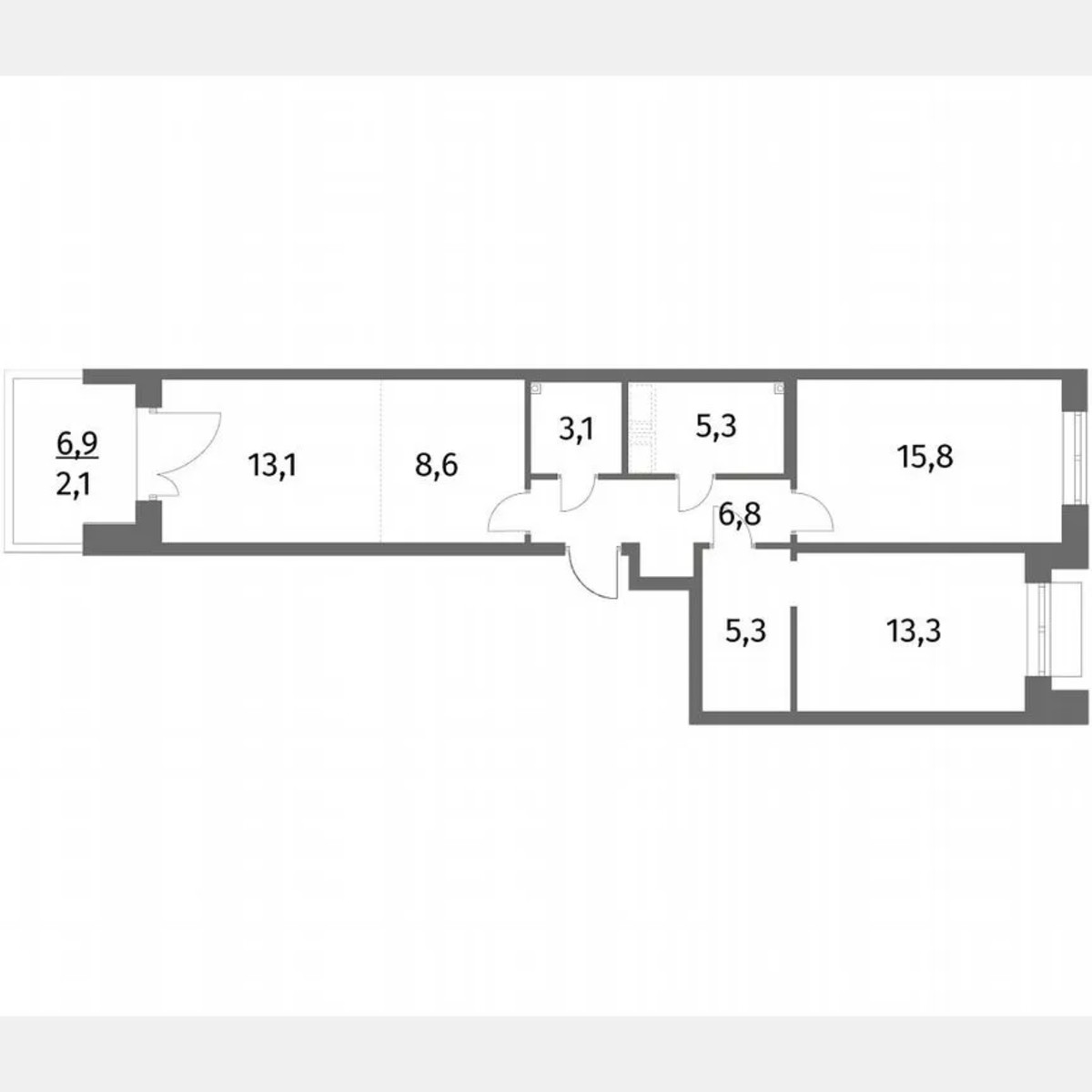 3-к. квартира, 73,4 м², 1/6 эт.