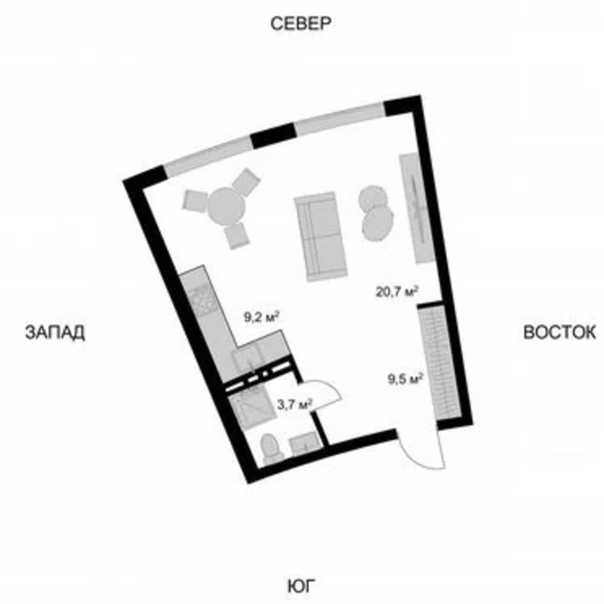 1-к. квартира, 43,1 м², 2/17 эт.
