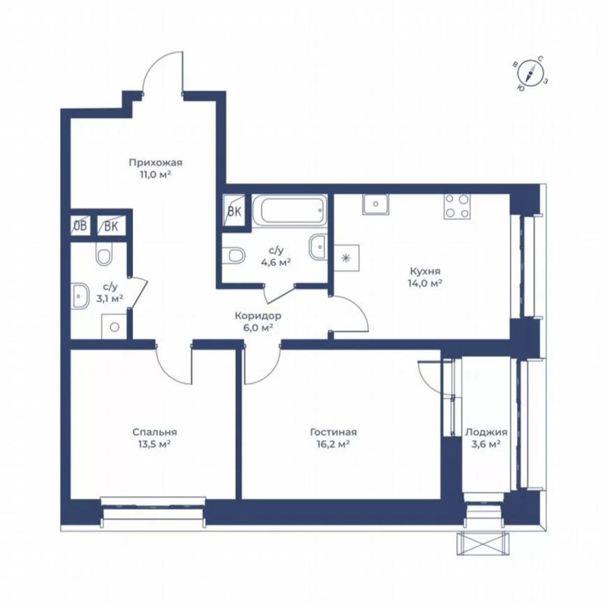 2-к. квартира, 70,2 м², 24/24 эт.