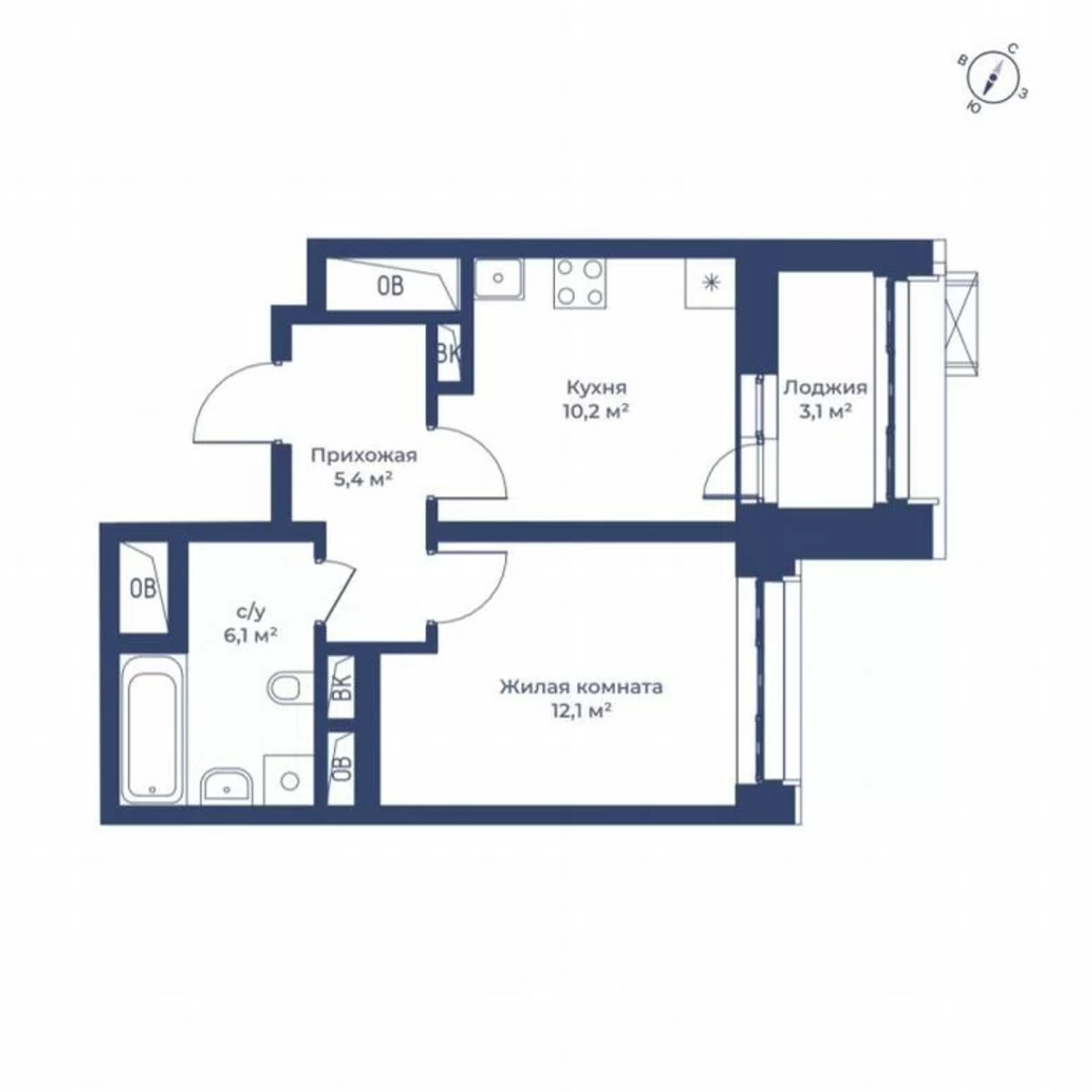 1-к. квартира, 35,4 м², 8/11 эт.