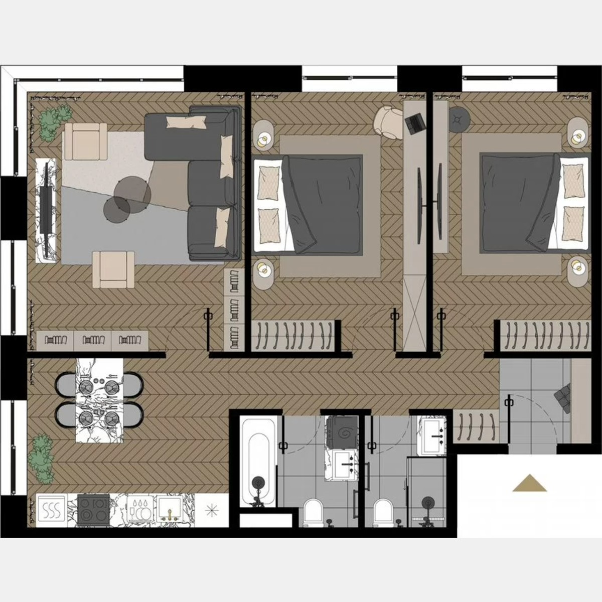 3-к. апартаменты, 81,6 м², 22/23 эт.