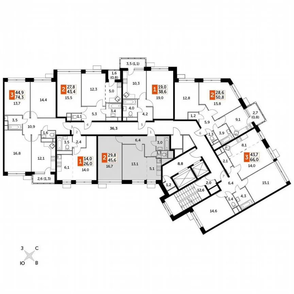 1-к. квартира, 45,6 м², 10/10 эт.